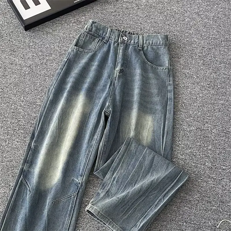 2025 Men's Dark Blue Washed Jeans Straight Casual Pants — feature 5
