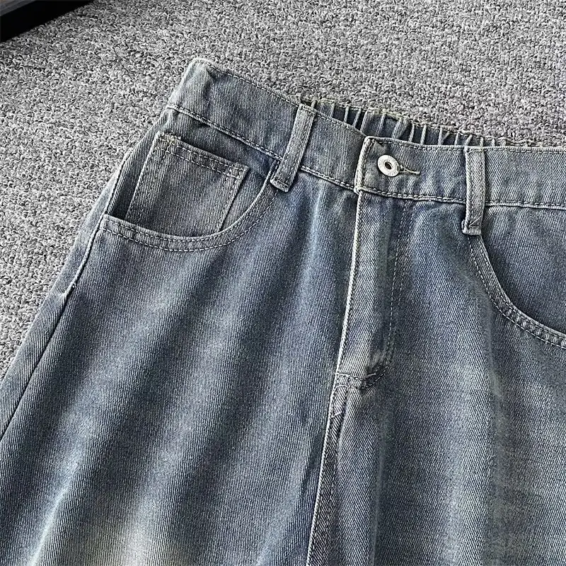 2025 Men's Dark Blue Washed Jeans Straight Casual Pants — feature 6
