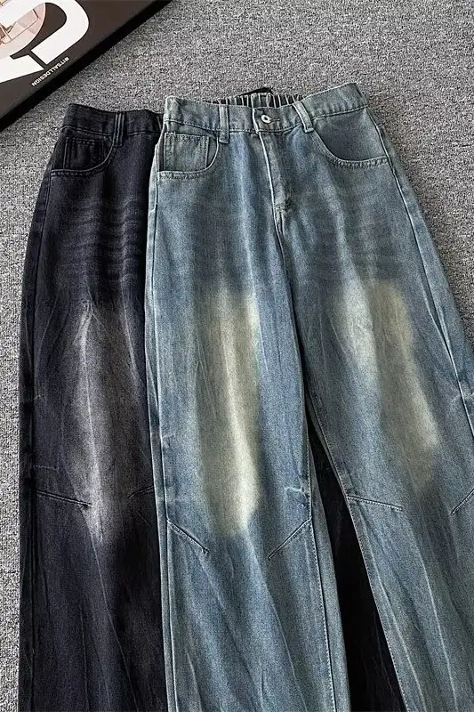 2025 Men's Dark Blue Washed Jeans Straight Casual Pants — feature 7