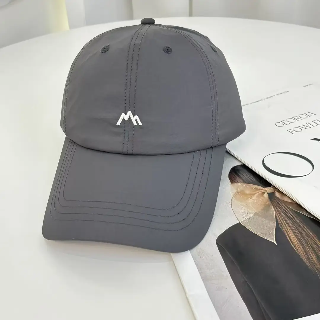 Korean Letter Embroidered Baseball Cap White - Image 4