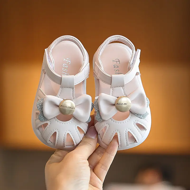 Princess Bow Baby Sandals White Bow Toe