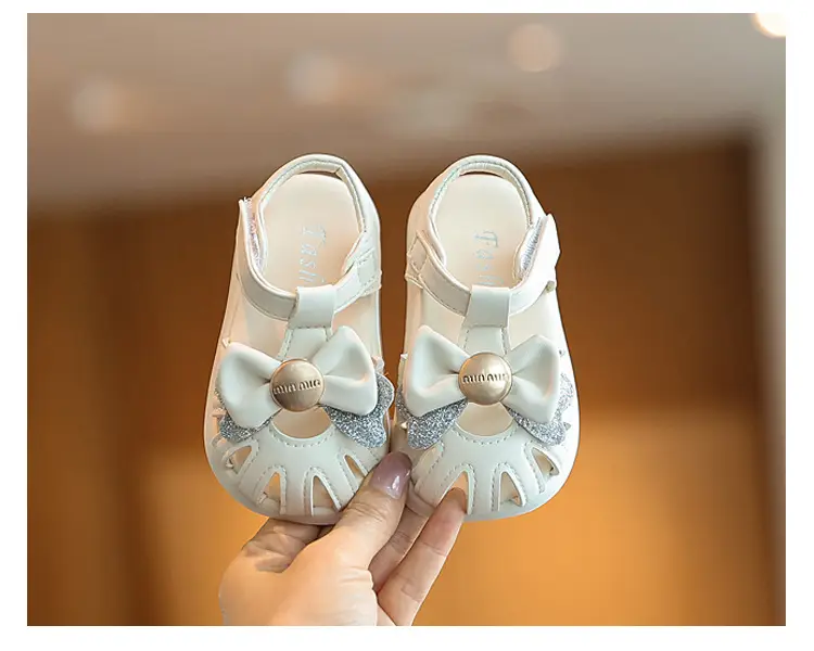 Princess Bow Baby Sandals White Bow Toe — feature 10