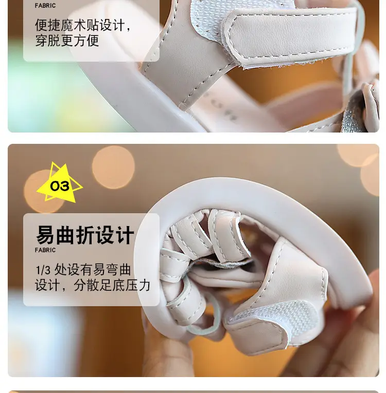 Princess Bow Baby Sandals White Bow Toe — feature 5