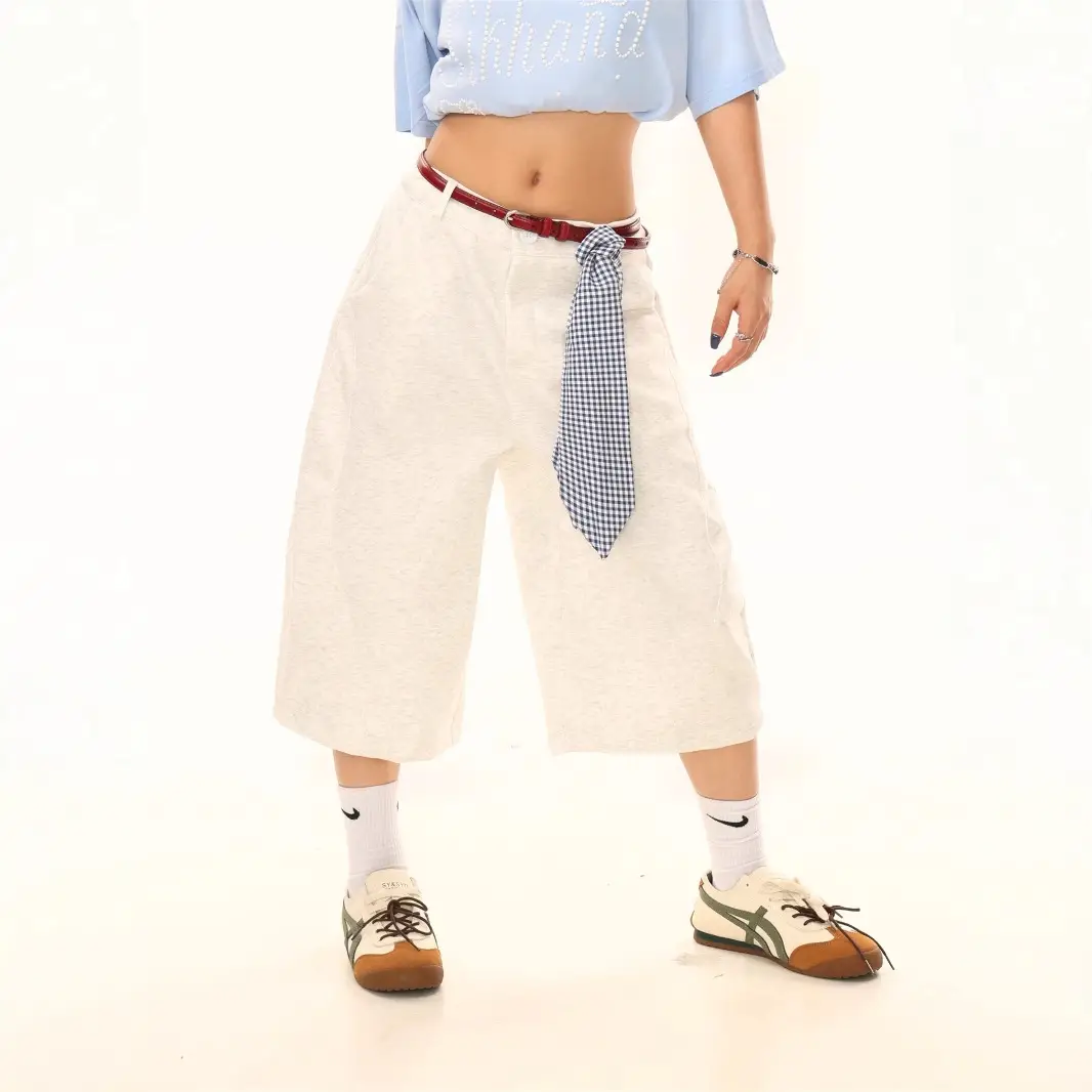 Men's Cropped Pants with Belt & Checkered Tie