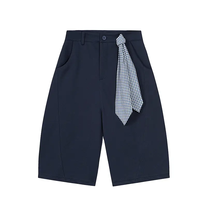 Men's Cropped Pants with Belt & Checkered Tie