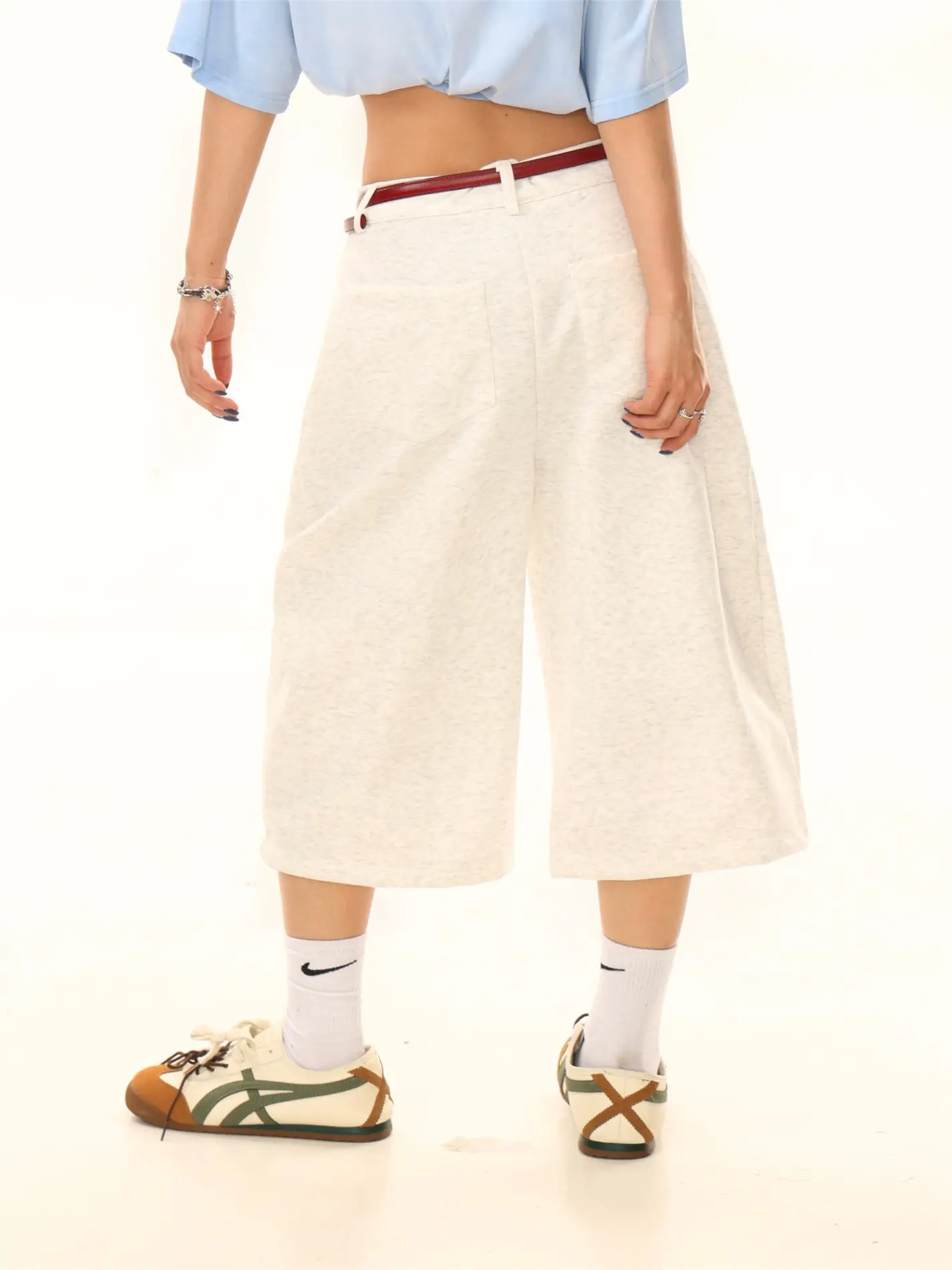 Men's Cropped Pants with Belt & Checkered Tie — feature 6
