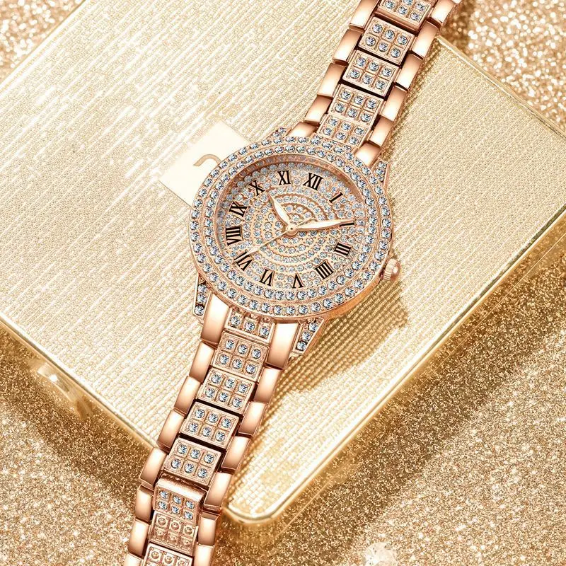 Gold Diamond Bracelet Watch for Women Luxury Elegant Quartz — feature 4