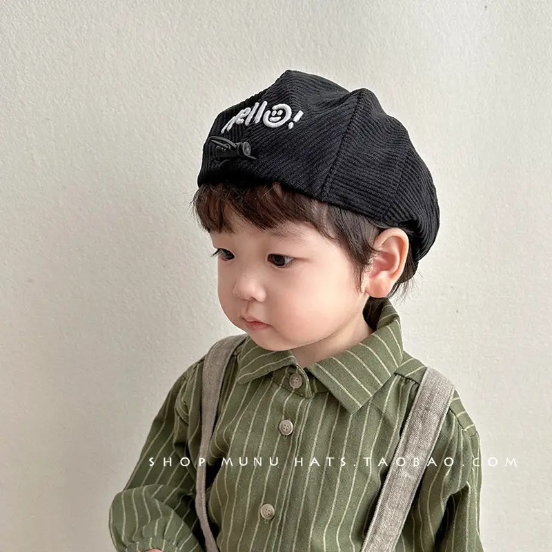 Children's Reversible Letter Embroidered Hat for Boys — feature 2
