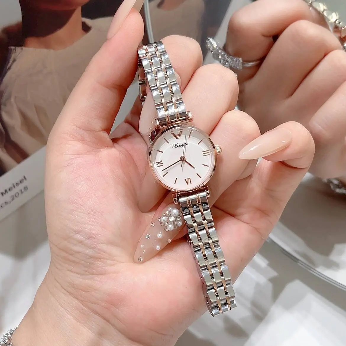 Waterproof Women's Watch with Starry Sky Steel Band