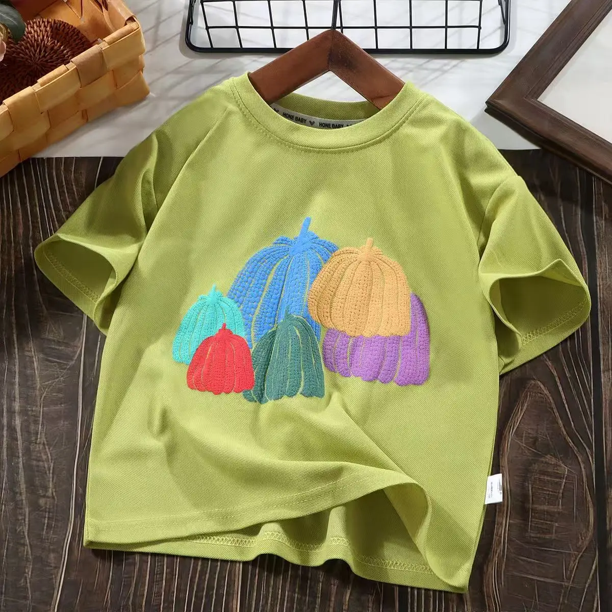 Kids Printed Pumpkin T-Shirt Grey Medium to XL