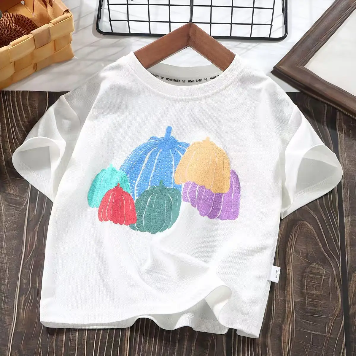 Kids Printed Pumpkin T-Shirt Grey Medium to XL