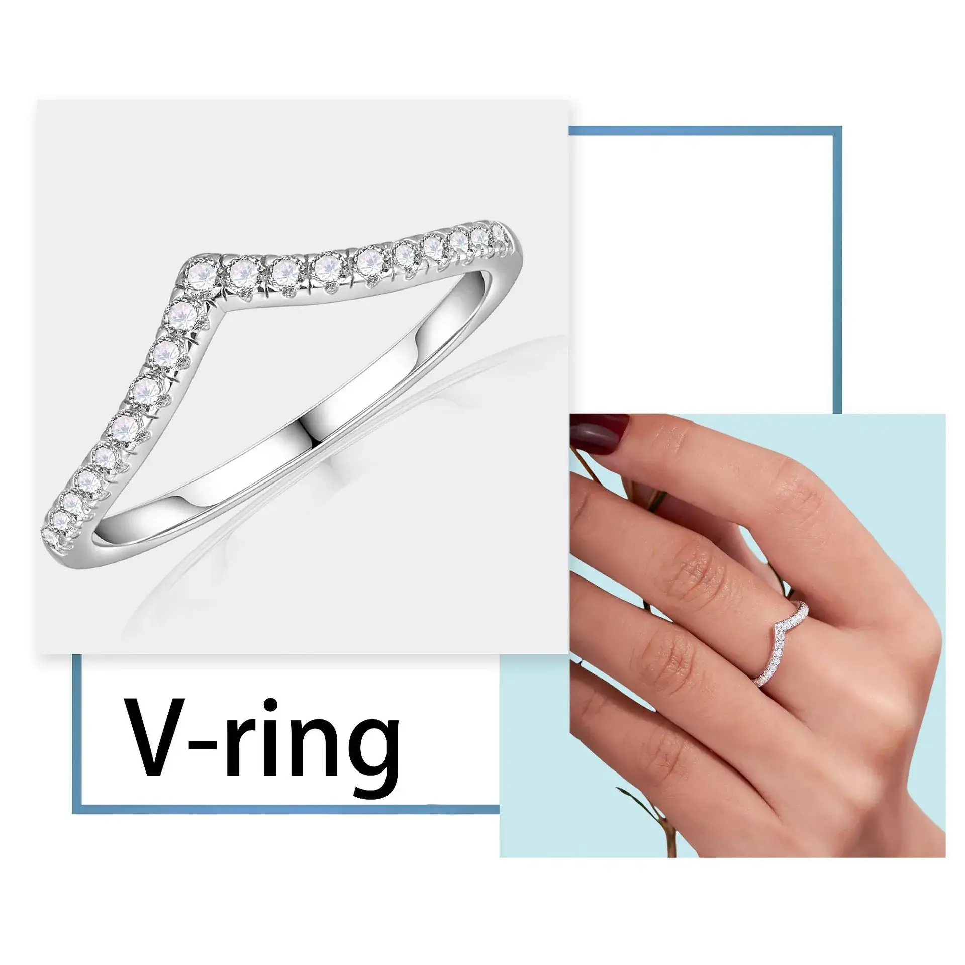 Stylish V-Shaped Diamond Ring for Women - Image 14
