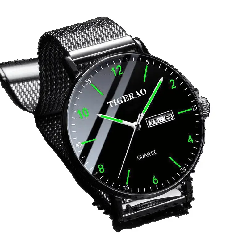 Men's Black Quartz Mechanical Watch with Dual Calendar & Luminous Dial - Image 15