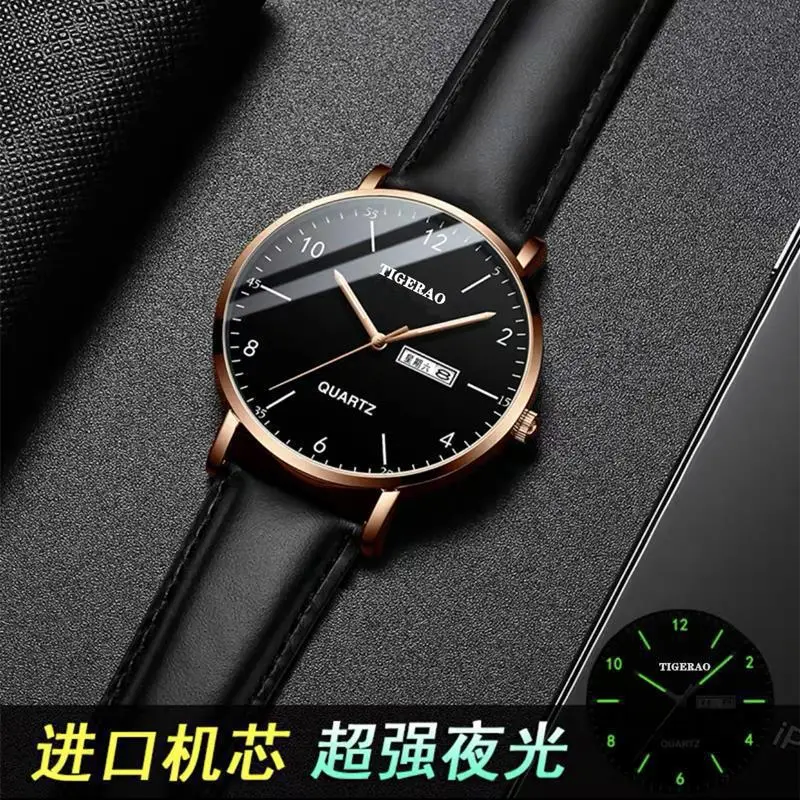 Men's Black Quartz Mechanical Watch with Dual Calendar & Luminous Dial - Image 8