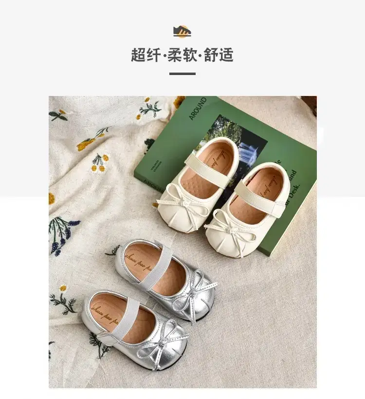 Silver Bow Princess Shoes for Girls Toddler Baby Shoes — feature 1