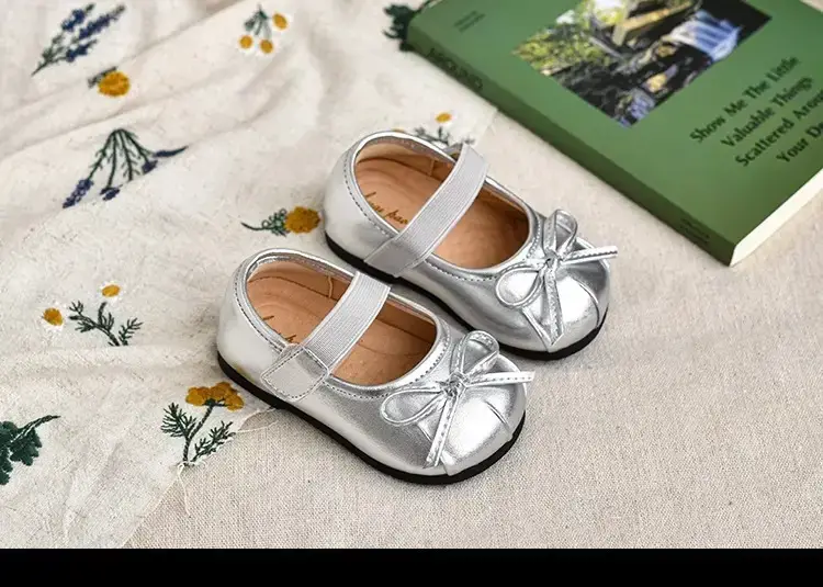 Silver Bow Princess Shoes for Girls Toddler Baby Shoes — feature 9