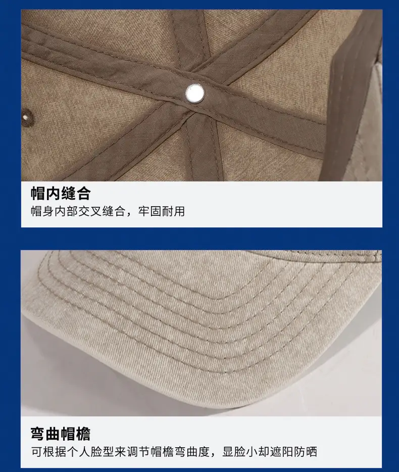 Custom Washed Baseball Cap European American Style Denim Sunshade — feature 13