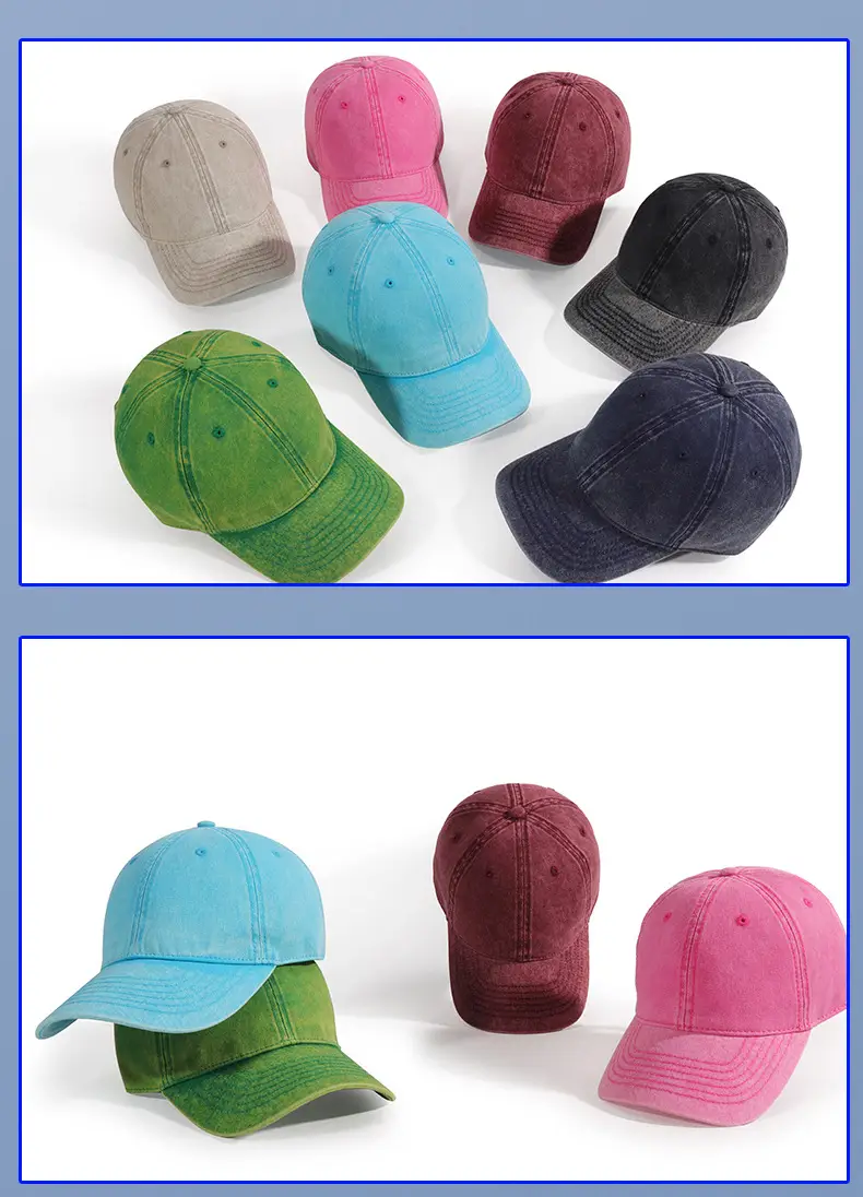 Custom Washed Baseball Cap European American Style Denim Sunshade — feature 6
