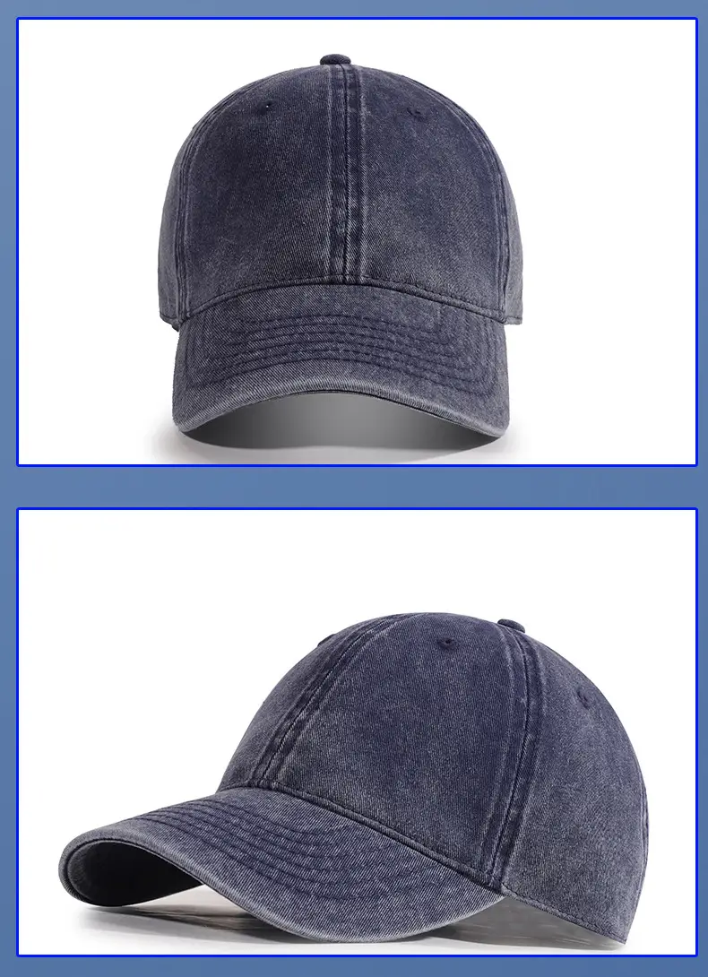Custom Washed Baseball Cap European American Style Denim Sunshade — feature 8