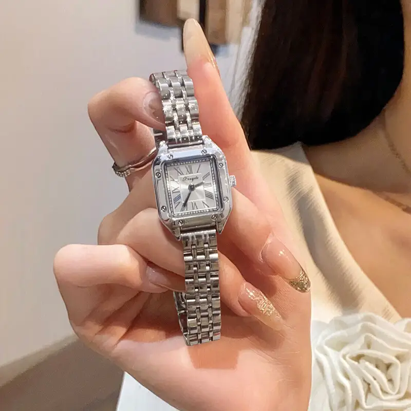 Women's Square Dial Luxury Watch with Silver Band - Image 4
