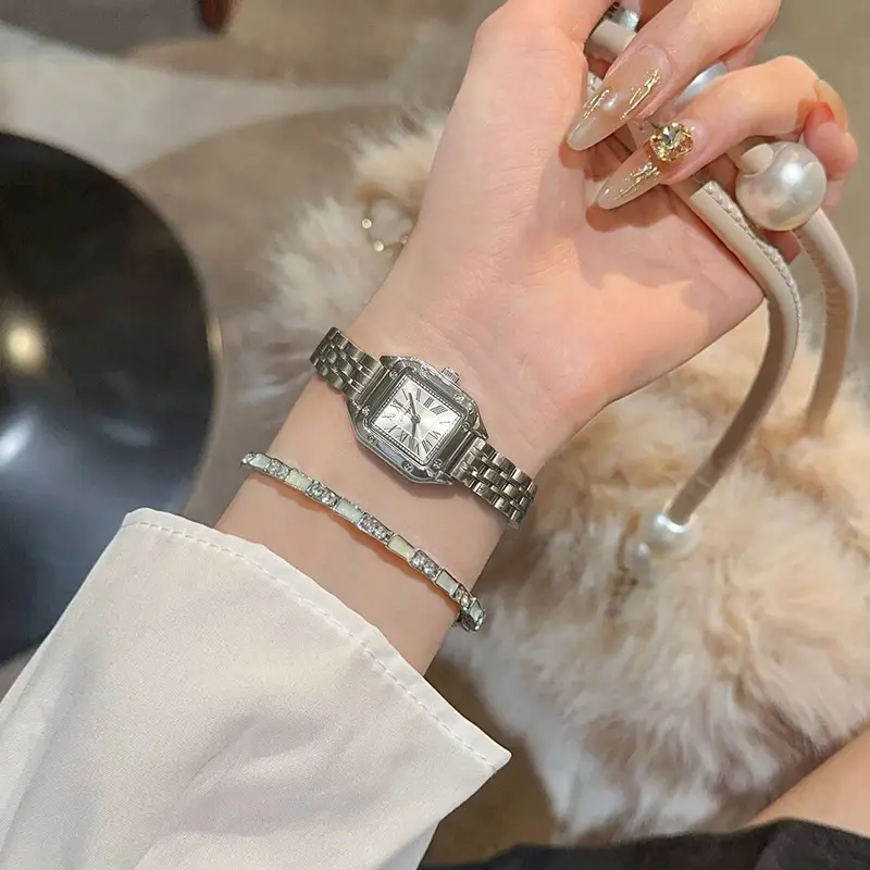 Women's Square Dial Luxury Watch with Silver Band - Image 5