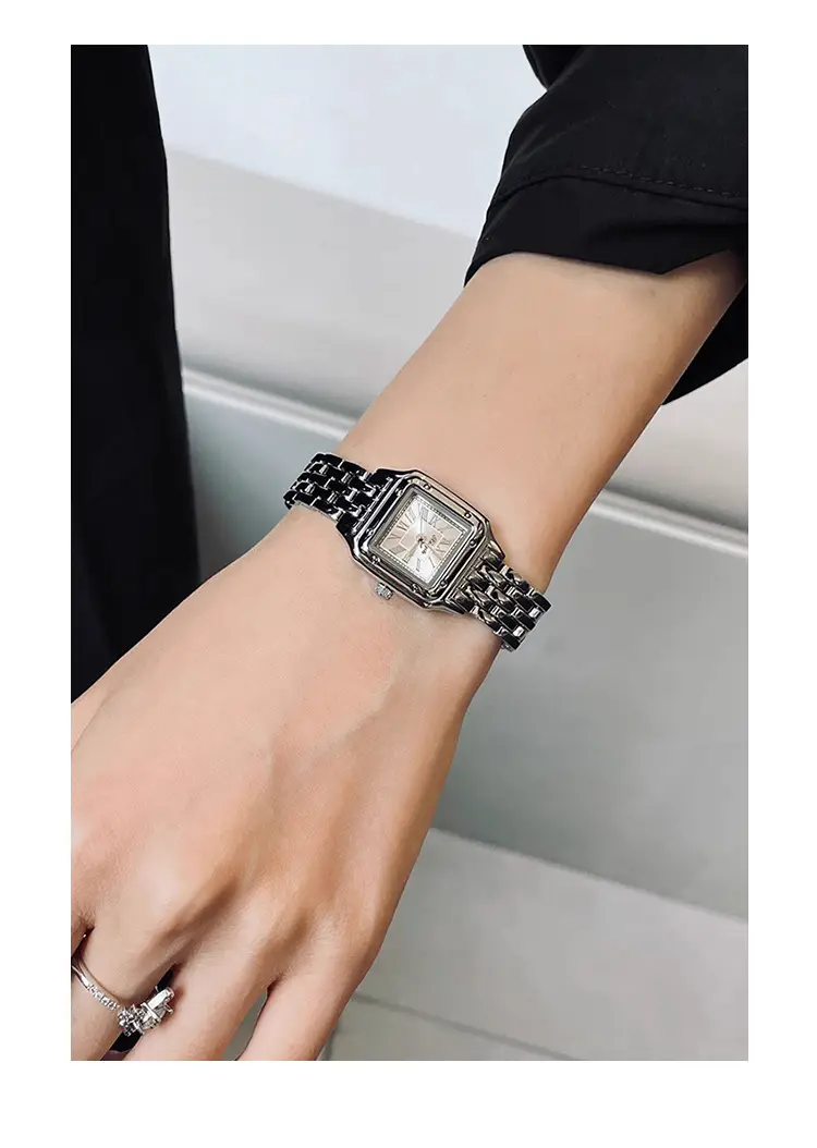 Women's Square Dial Luxury Watch with Silver Band — feature 3