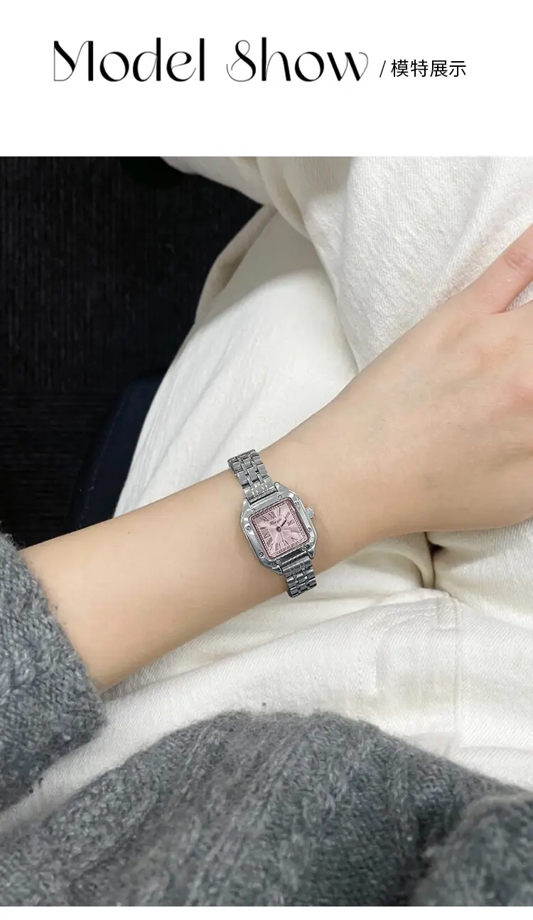 Women's Square Dial Luxury Watch with Silver Band — feature 4