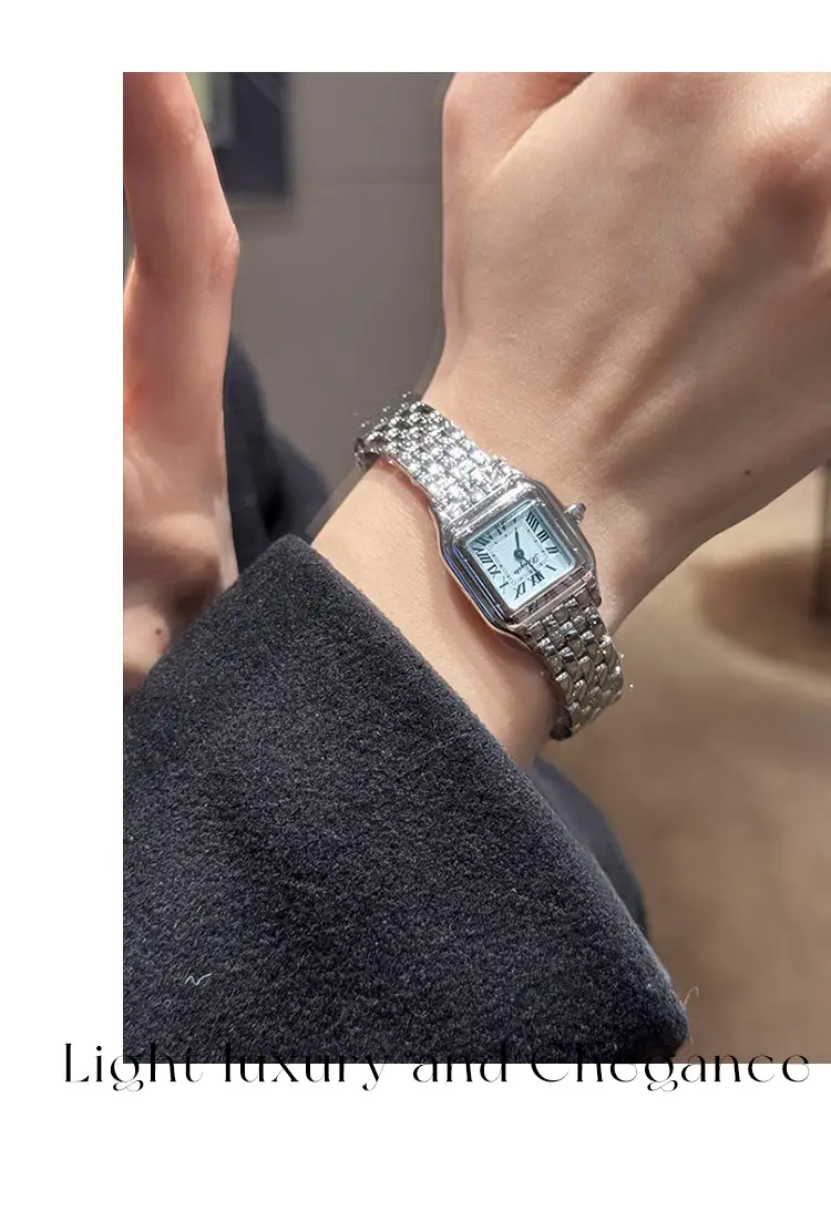 Women's Square Dial Luxury Watch with Silver Band — feature 6