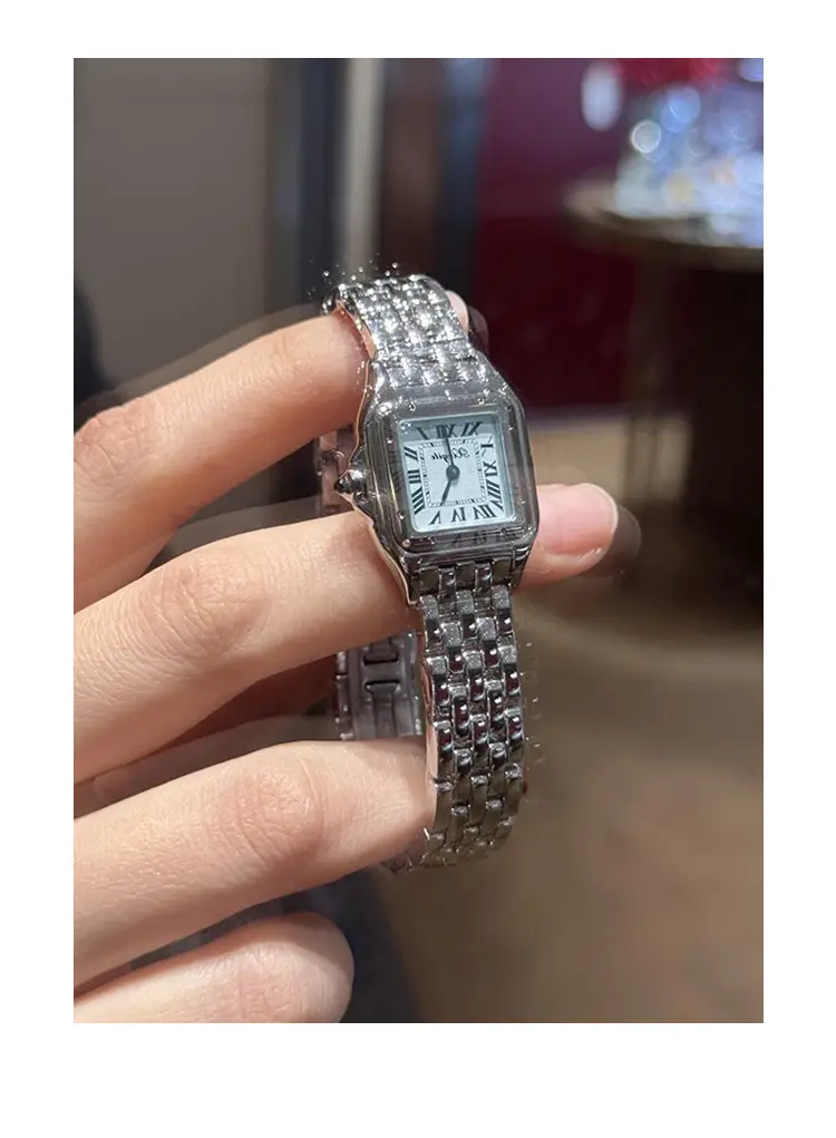 Women's Square Dial Luxury Watch with Silver Band — feature 9