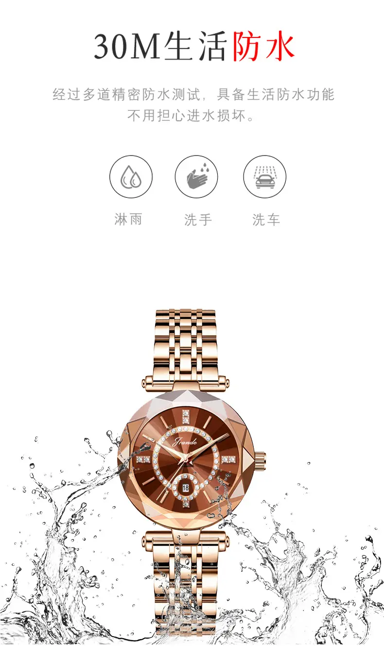 Rose Gold Women's Quartz Watch with Red Dial — feature 13
