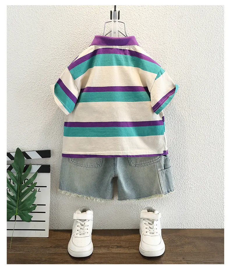 Boys Striped Cotton Polo Shirt Summer Wear — feature 6