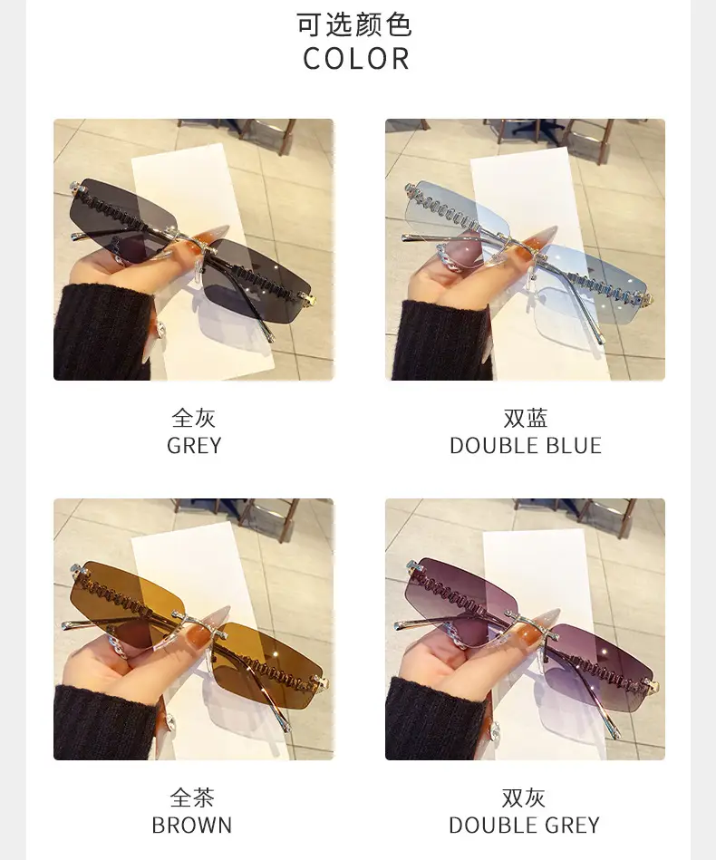 Metal Frameless Anti-UV Sunglasses Fashion High-End European American Personalized Sunglasses — feature 11