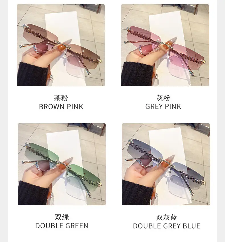 Metal Frameless Anti-UV Sunglasses Fashion High-End European American Personalized Sunglasses — feature 12