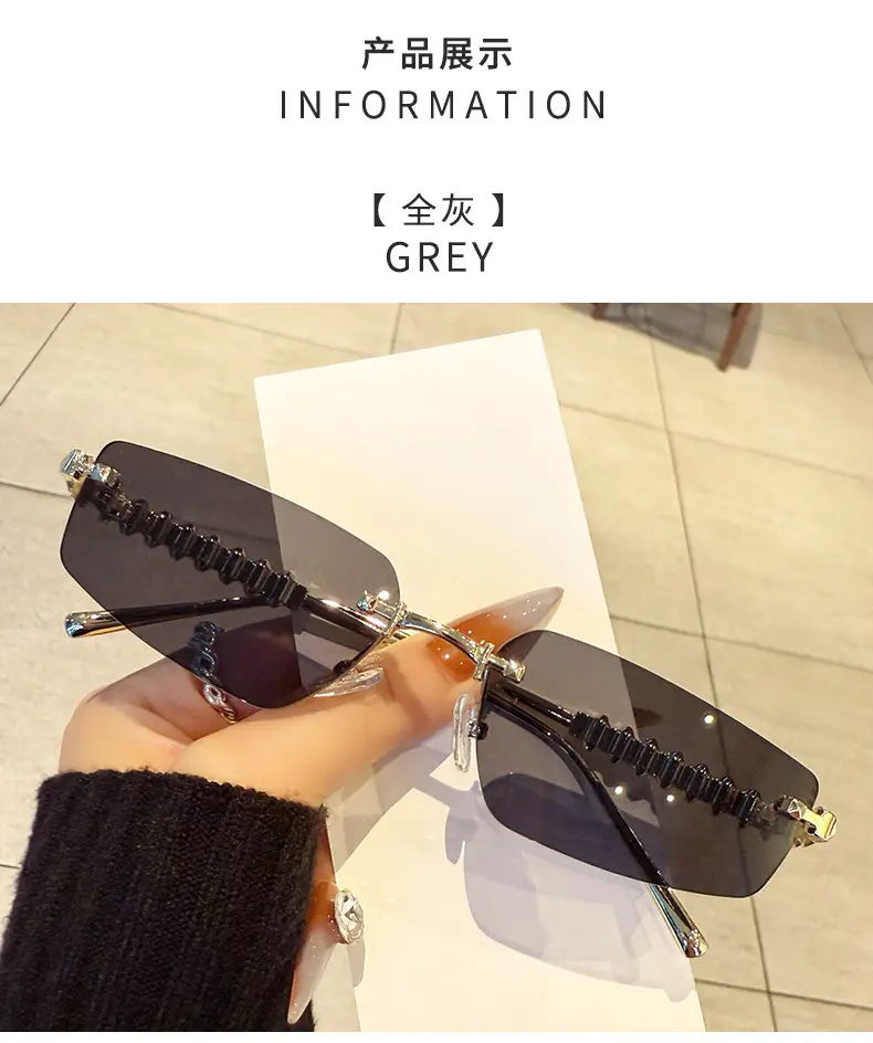 Metal Frameless Anti-UV Sunglasses Fashion High-End European American Personalized Sunglasses — feature 13