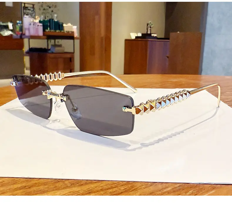 Metal Frameless Anti-UV Sunglasses Fashion High-End European American Personalized Sunglasses — feature 14