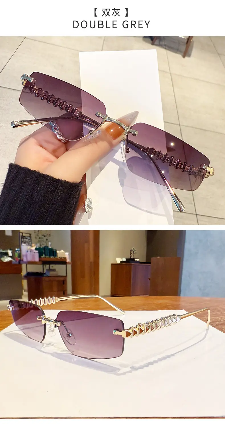 Metal Frameless Anti-UV Sunglasses Fashion High-End European American Personalized Sunglasses — feature 17