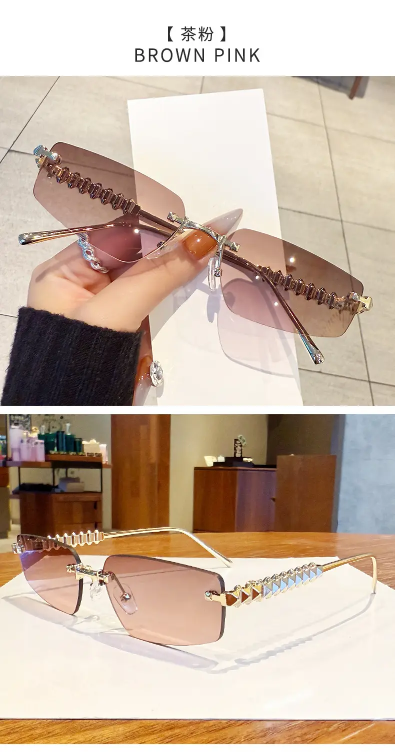 Metal Frameless Anti-UV Sunglasses Fashion High-End European American Personalized Sunglasses — feature 18