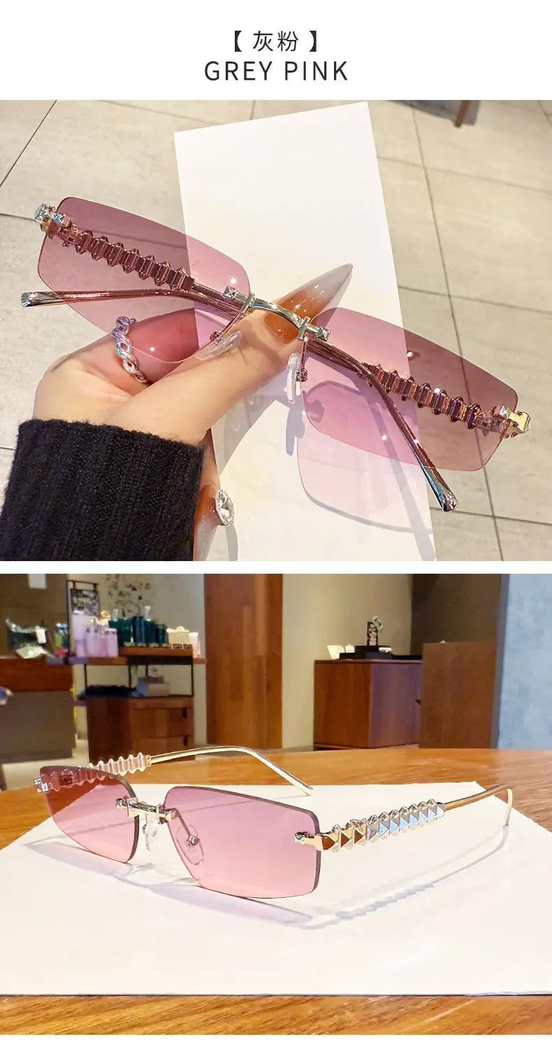 Metal Frameless Anti-UV Sunglasses Fashion High-End European American Personalized Sunglasses — feature 19