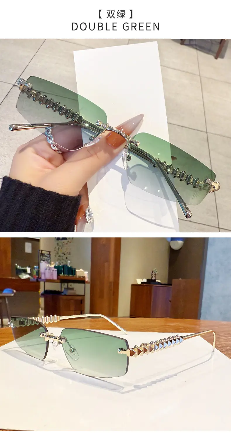 Metal Frameless Anti-UV Sunglasses Fashion High-End European American Personalized Sunglasses — feature 20
