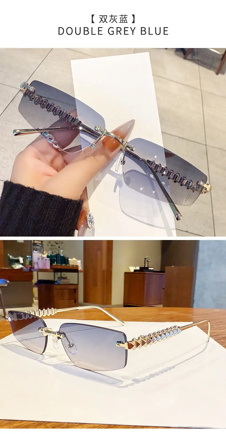 Metal Frameless Anti-UV Sunglasses Fashion High-End European American Personalized Sunglasses — feature 21