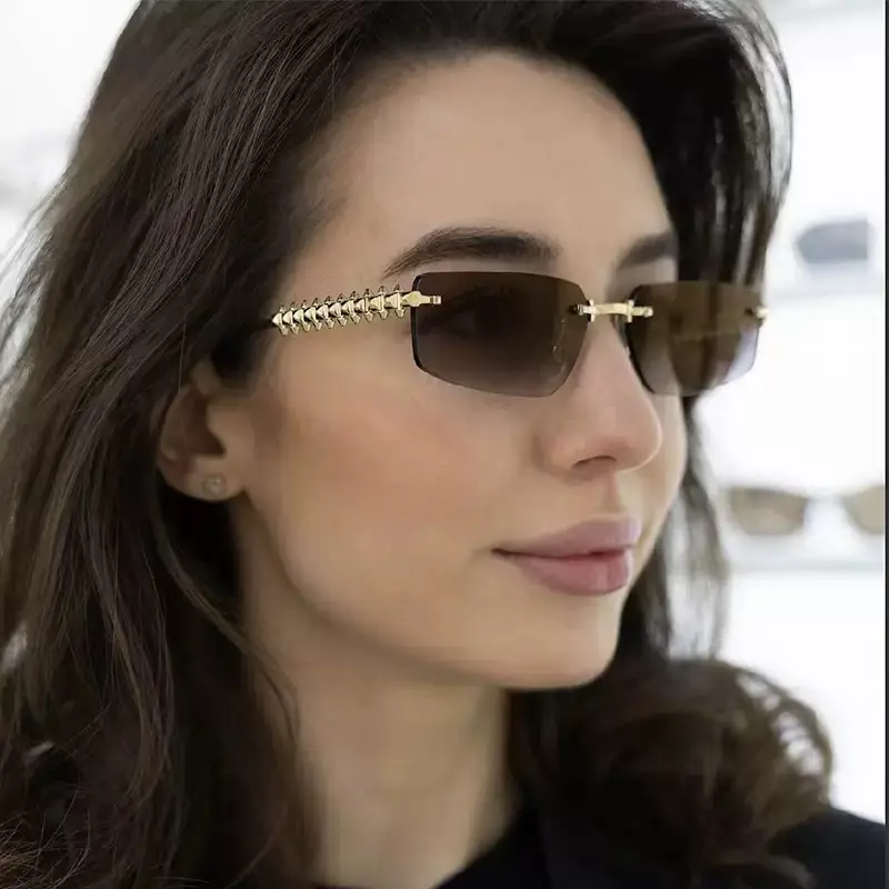 Metal Frameless Anti-UV Sunglasses Fashion High-End European American Personalized Sunglasses — feature 5
