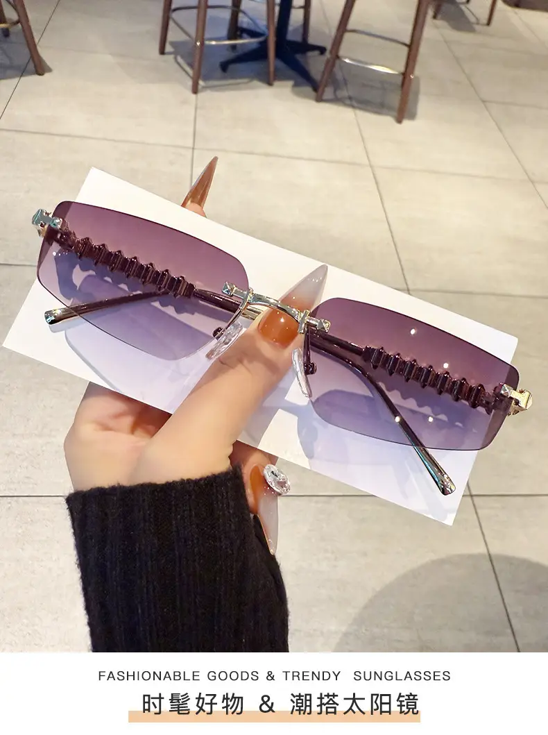 Metal Frameless Anti-UV Sunglasses Fashion High-End European American Personalized Sunglasses — feature 6