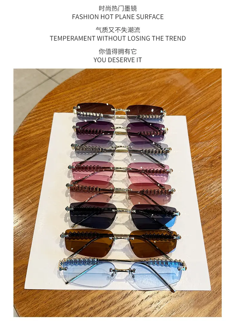 Metal Frameless Anti-UV Sunglasses Fashion High-End European American Personalized Sunglasses — feature 7