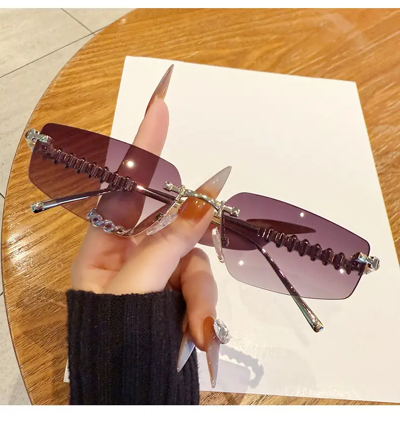 Metal Frameless Anti-UV Sunglasses Fashion High-End European American Personalized Sunglasses — feature 8