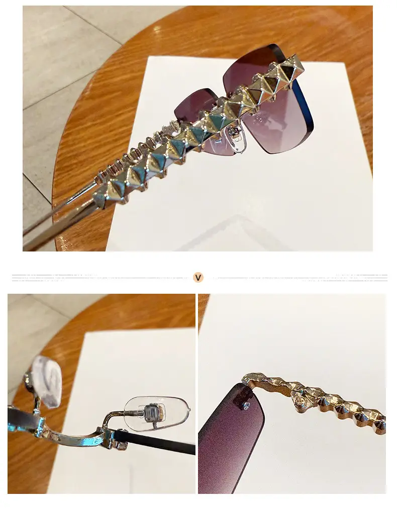 Metal Frameless Anti-UV Sunglasses Fashion High-End European American Personalized Sunglasses — feature 9