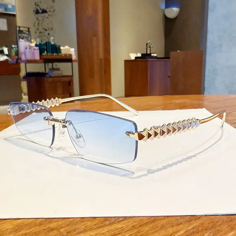 Metal Frameless Anti-UV Sunglasses Fashion High-End European American Personalized Sunglasses - Image 5