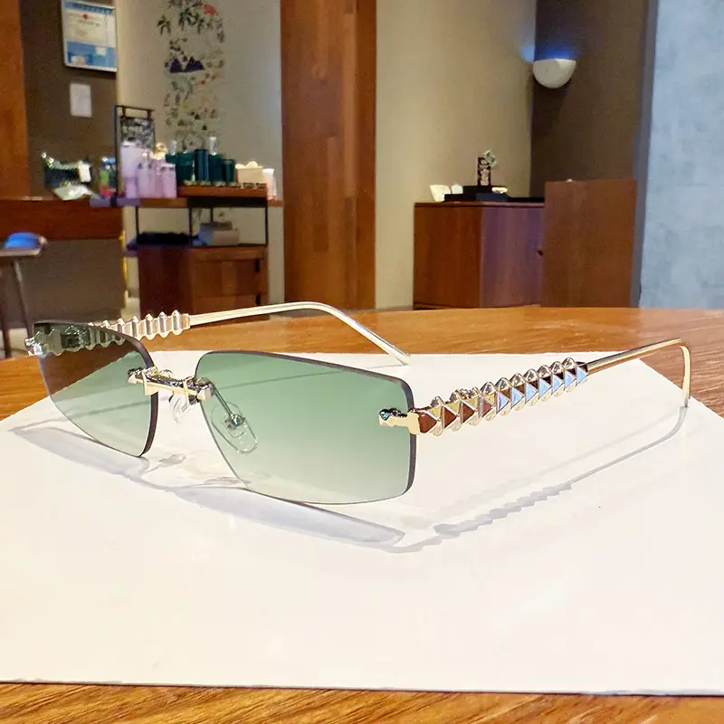 Metal Frameless Anti-UV Sunglasses Fashion High-End European American Personalized Sunglasses - Image 6