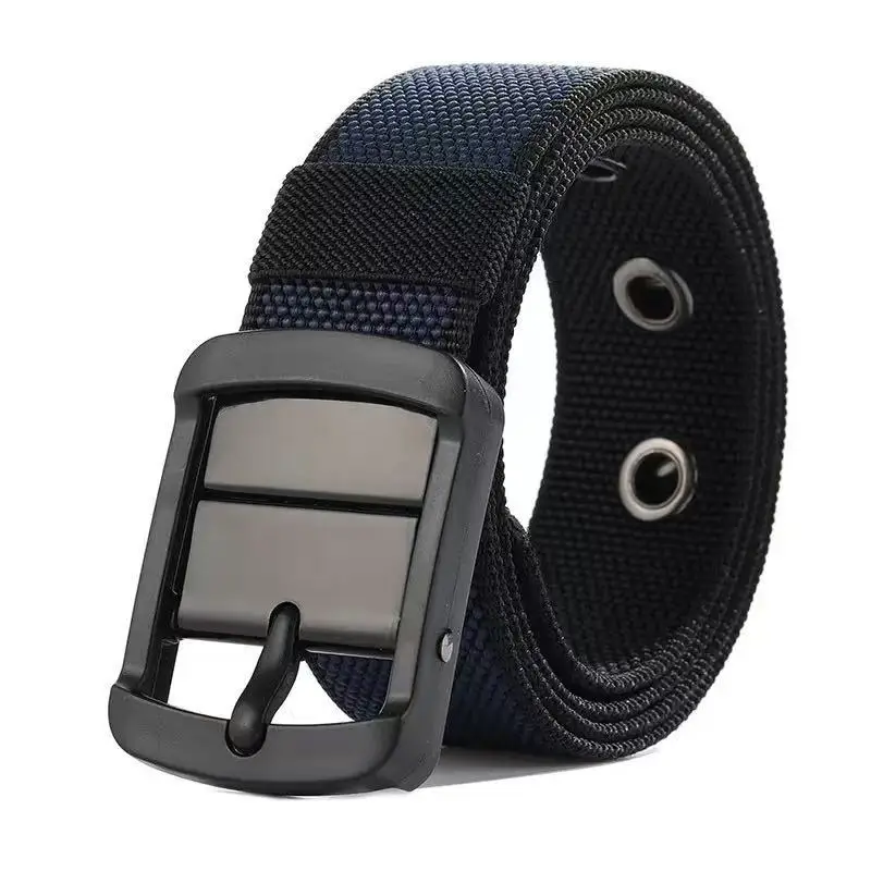 Double-Sided Rotating Pin Buckle Belt Black Blue Nylon - Image 10