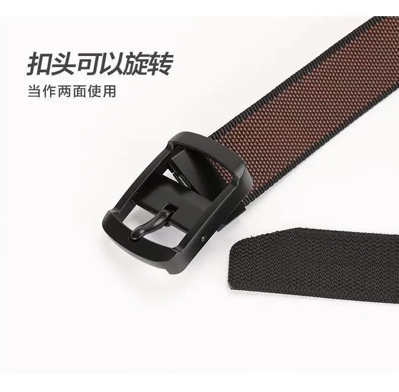Double-Sided Rotating Pin Buckle Belt Black Blue Nylon — feature 3