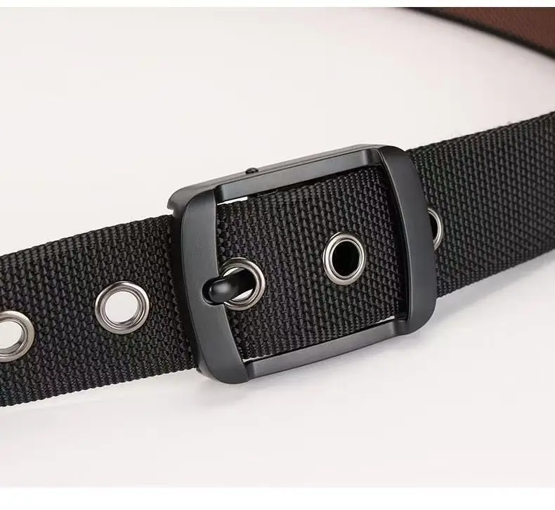 Double-Sided Rotating Pin Buckle Belt Black Blue Nylon — feature 9